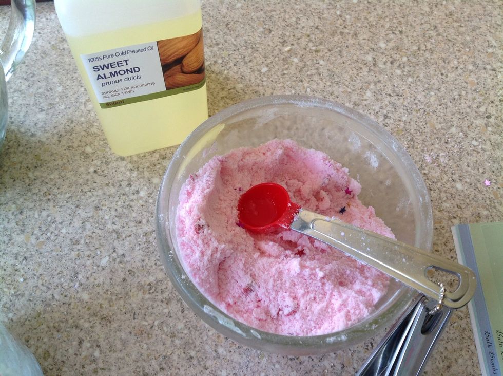 Mix in 1-2 teaspoons of vegetable oil or butter. I prefer Sweet Almond oil which is non greasy and easily absorbed by the skin. Try olive oil, melted cocoa butter or evening primrose oil.