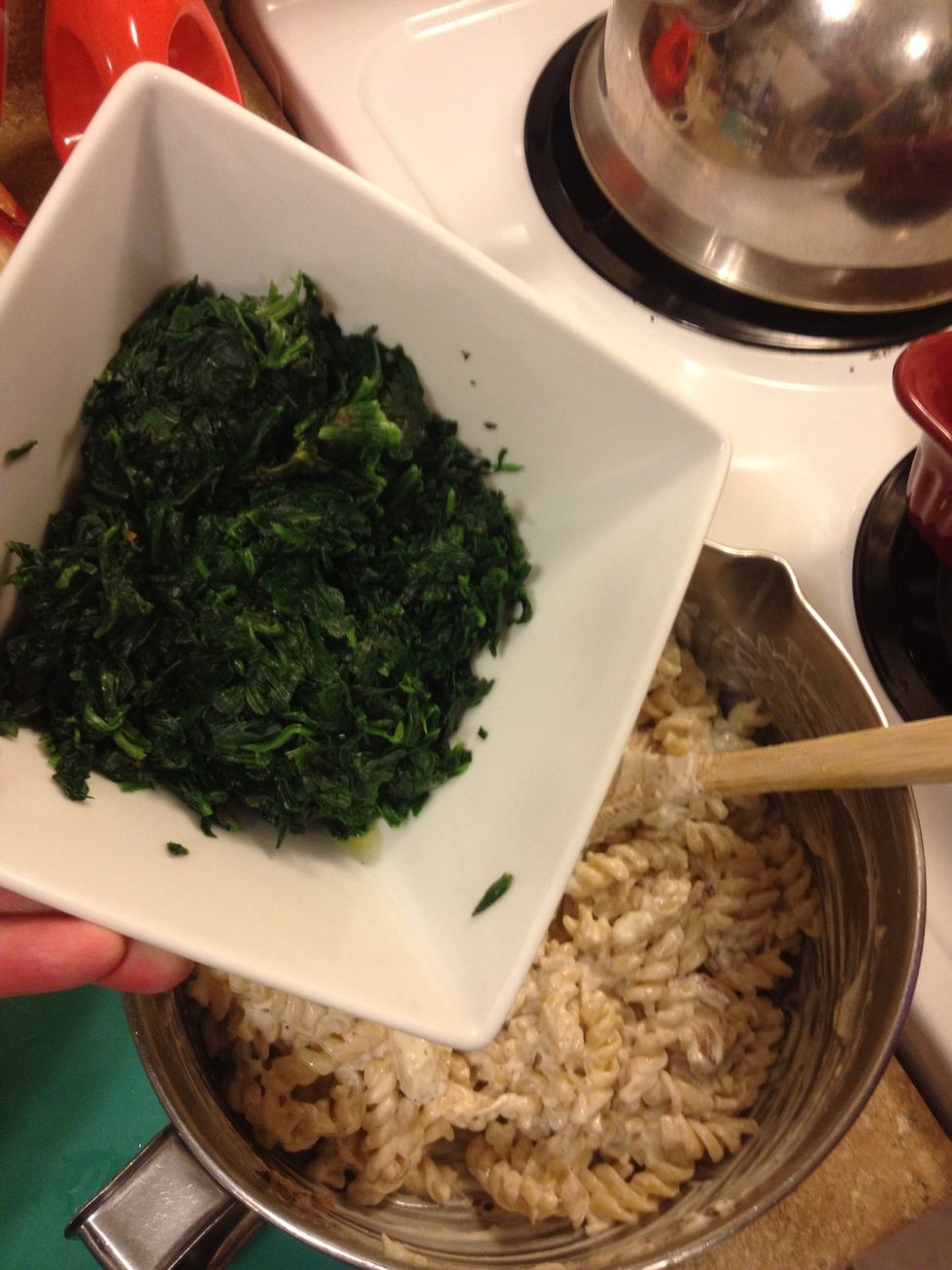 Mix in 10 oz of spinach