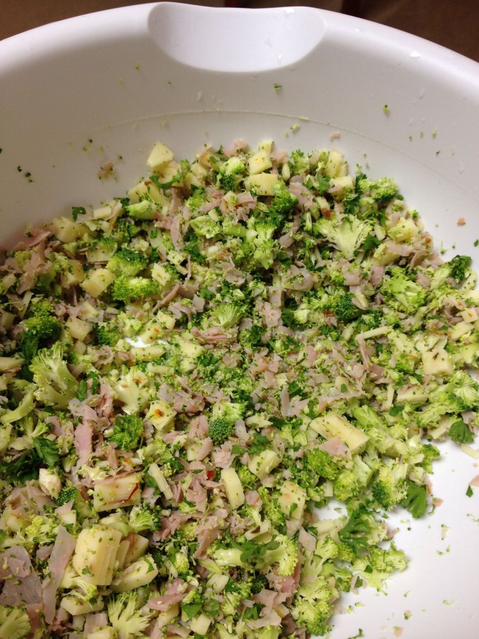 Mix in bowl.