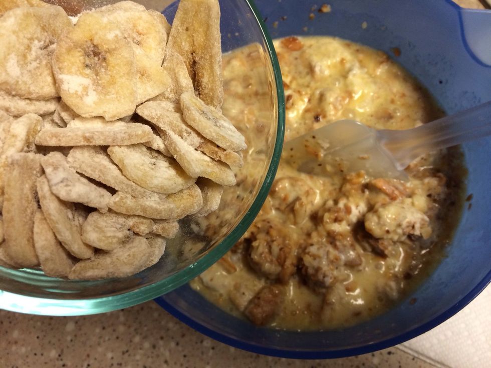 Mix in coated banana chips