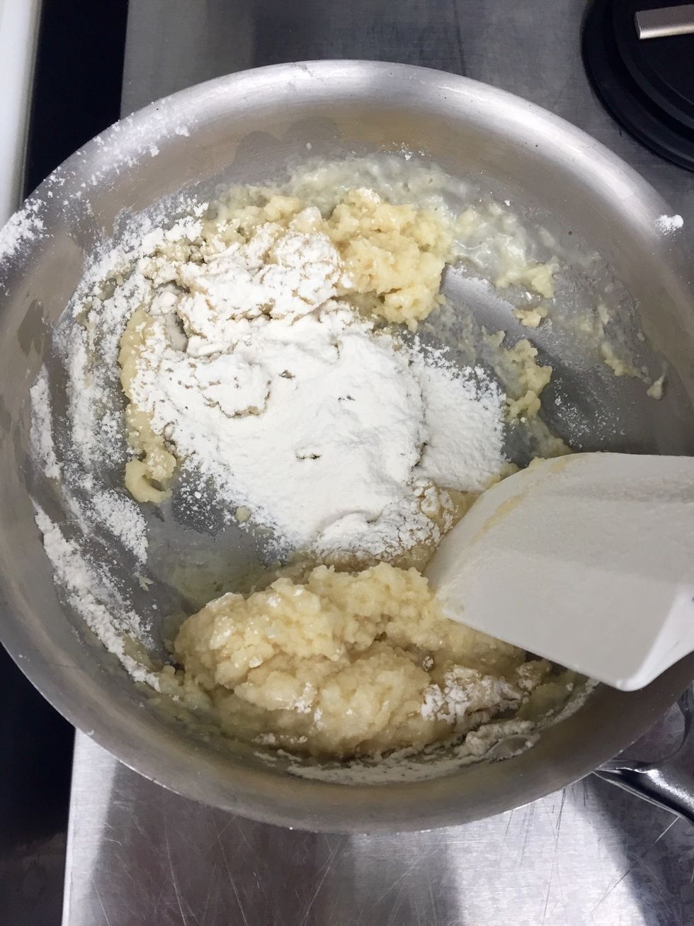 Mix in flour and salt.