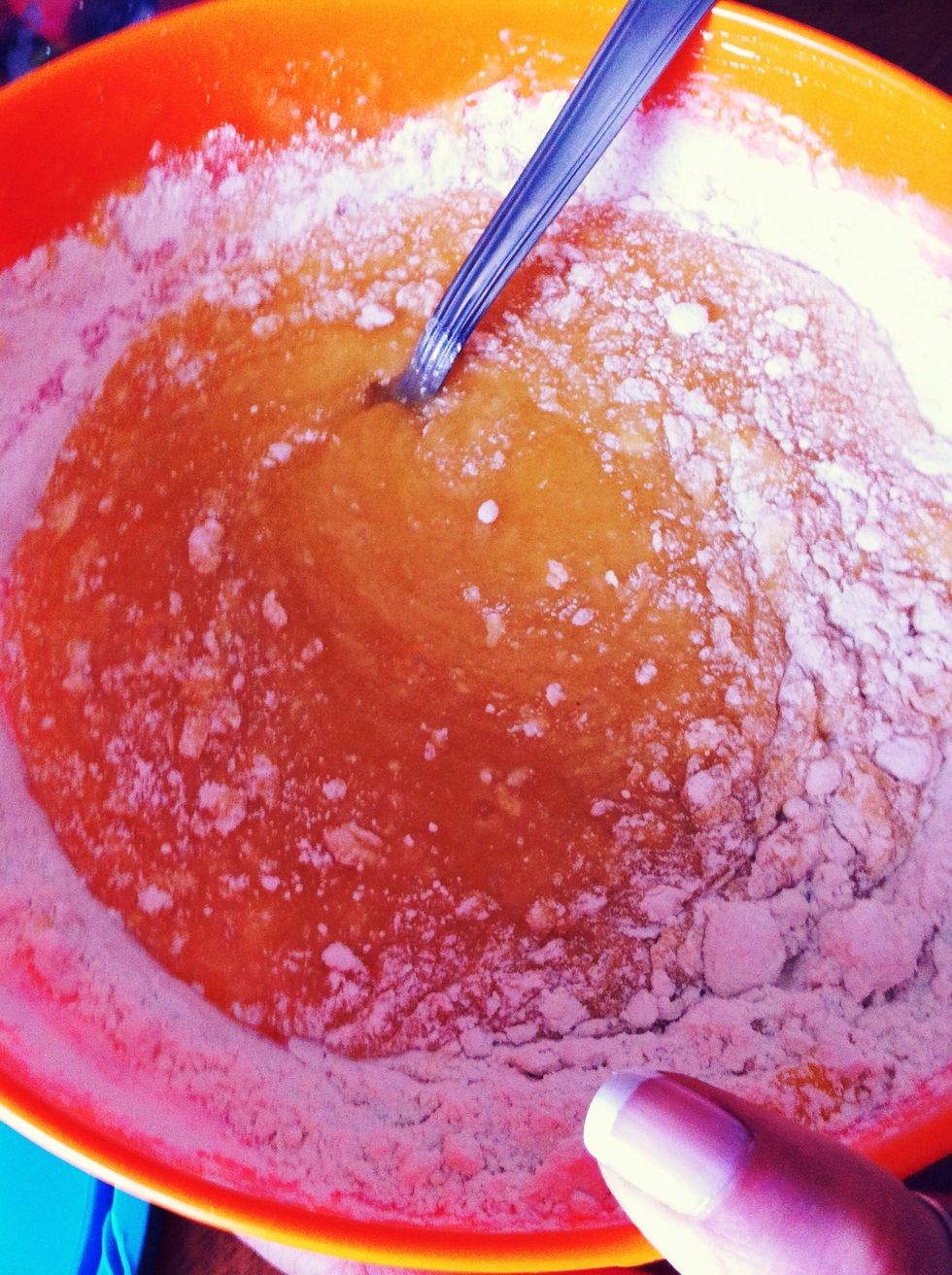 Mix in flour, baking soda, salt and ground cinnamon