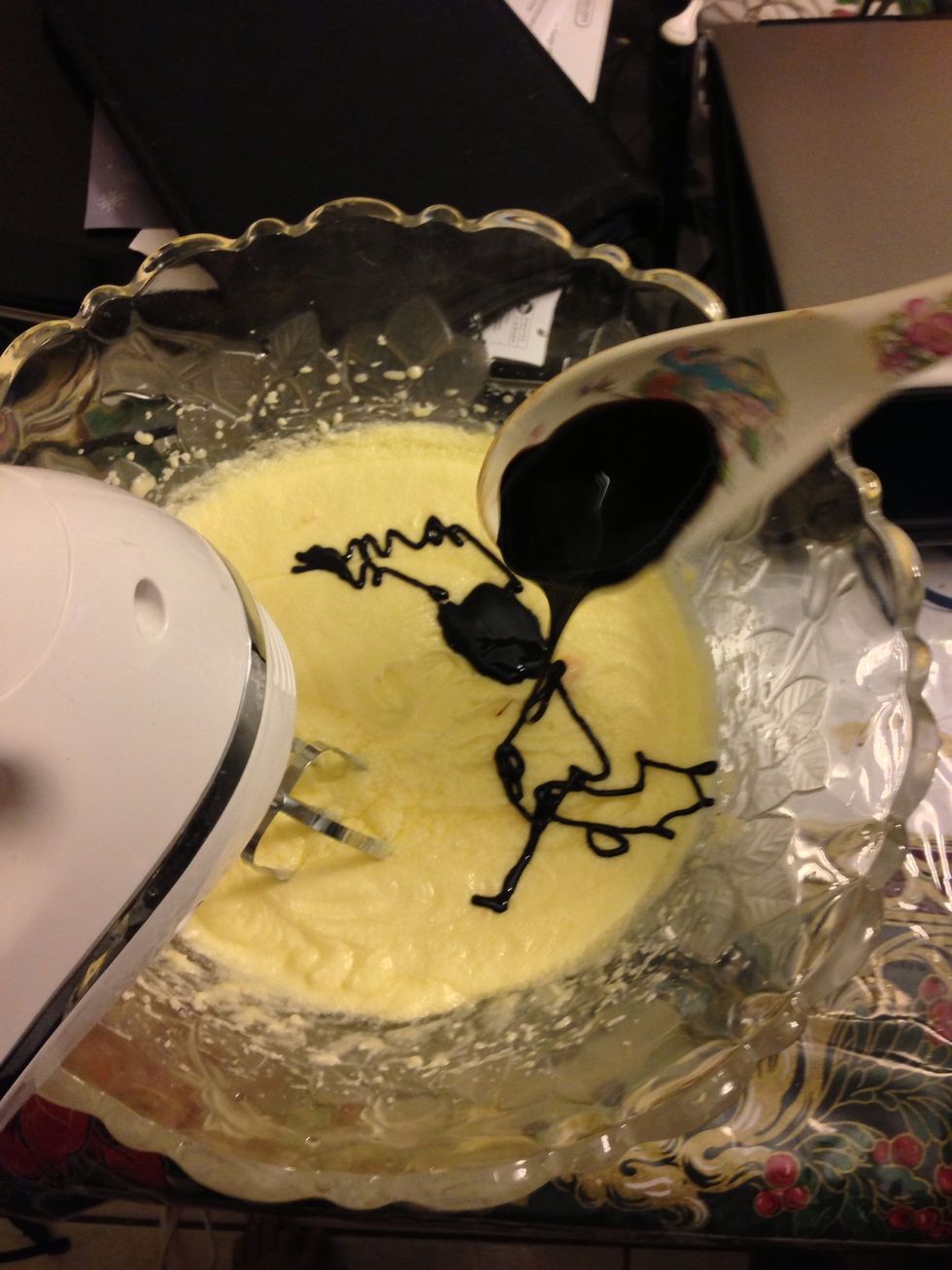 Mix in molasses and juice.