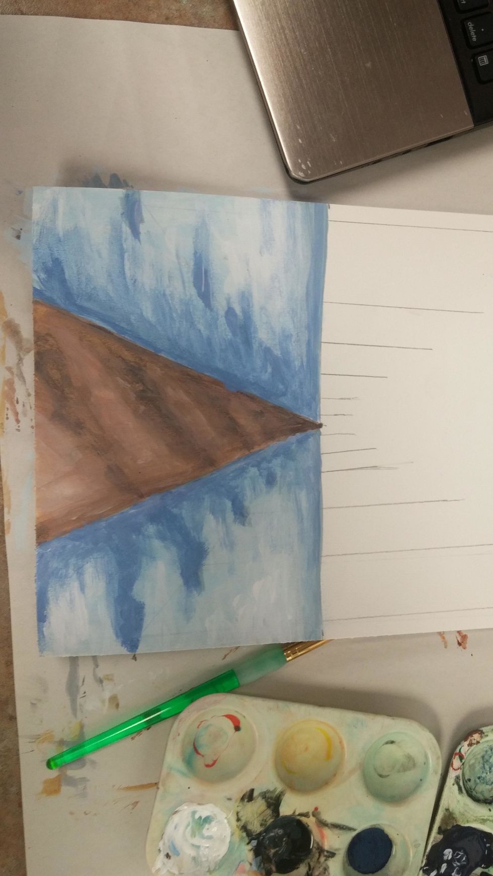 Mix in more of the snow colors, layer and blending each one into the next. Making it splotchy will make it look like piles of snow. also do this will other browns on the sidewalk for the tree shade.