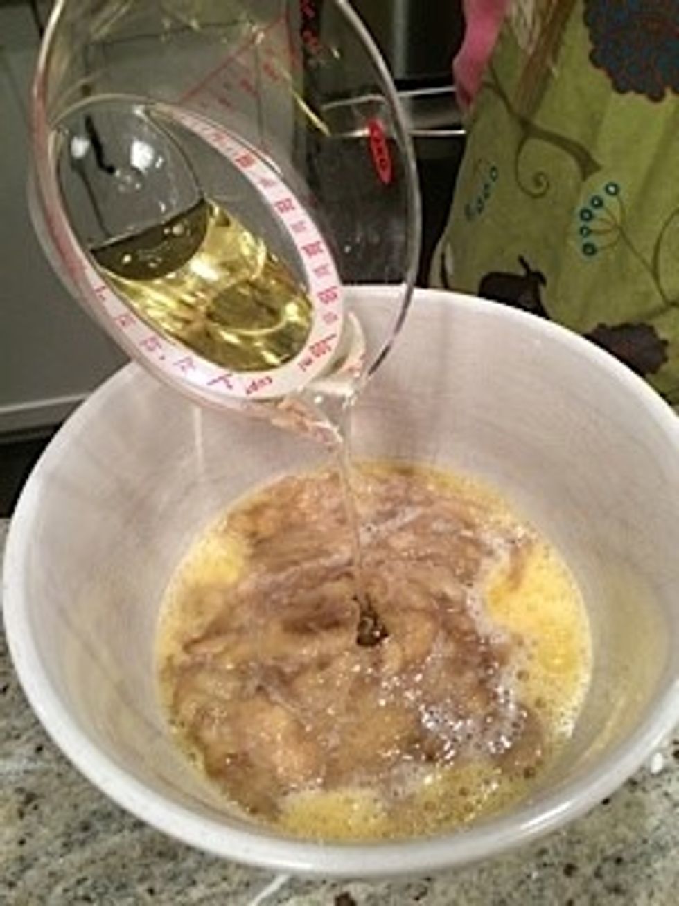 Mix in oil, milk, and bananas. Pour into well. Stir only to moisten.