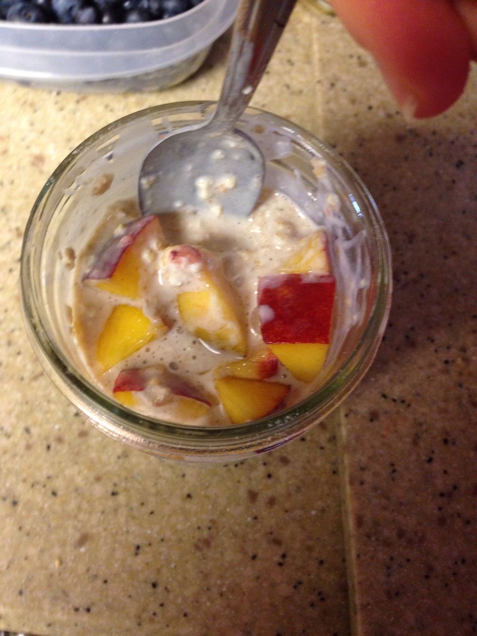 Mix in peach well.