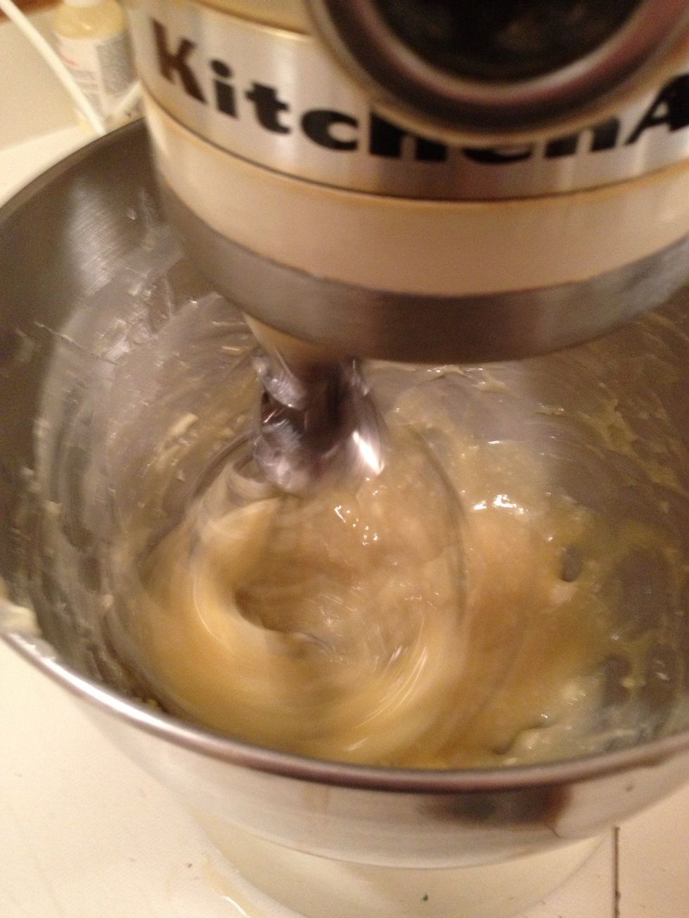 Mix in powdered sugar, vanilla, and butter. Make sure all the butter is mixed in.