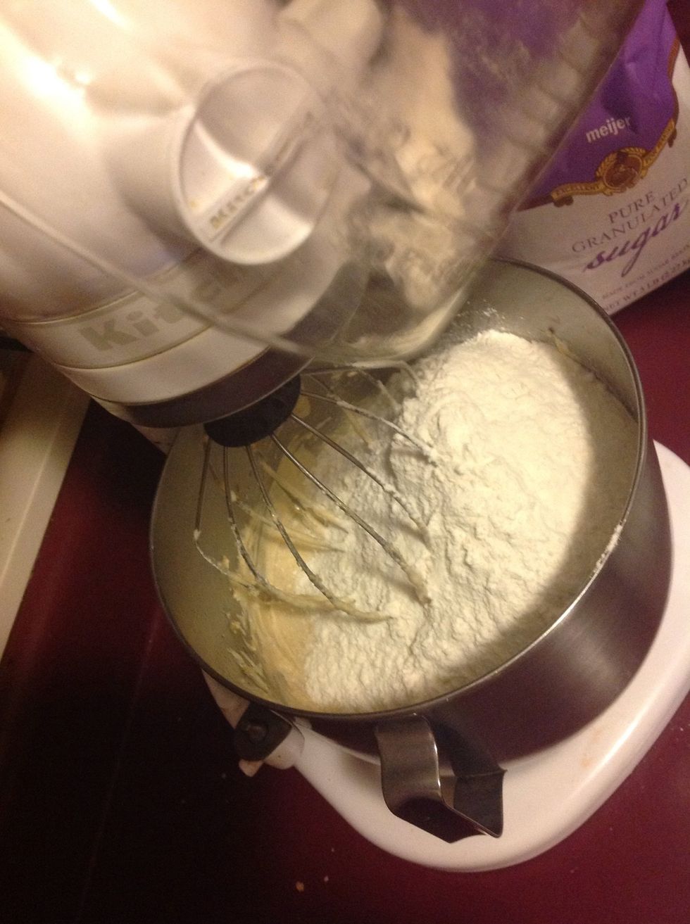 Mix in sifted ingredients until just blended