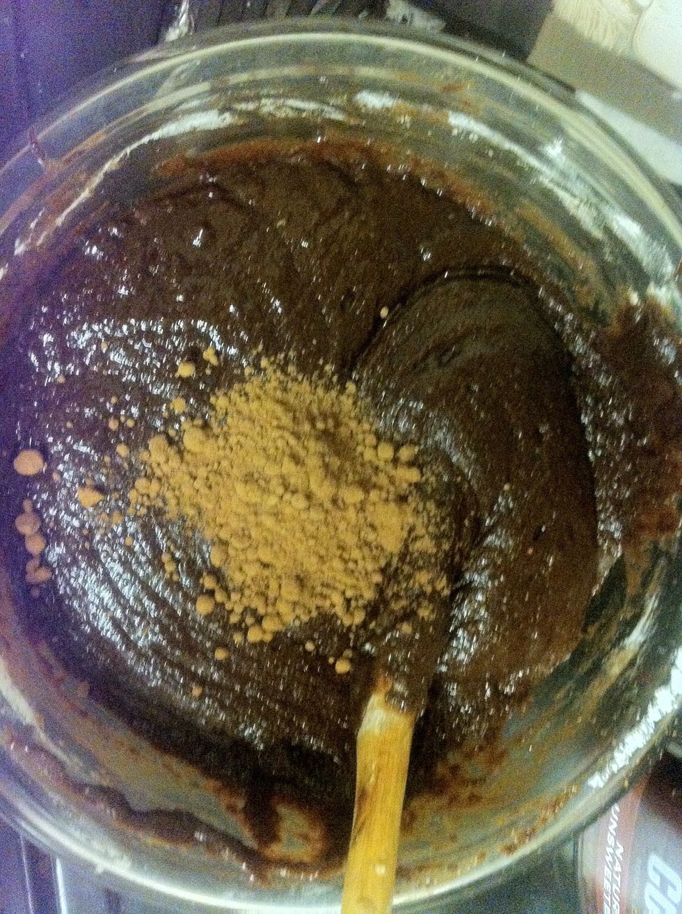 Mix in the cocoa powder and stir.