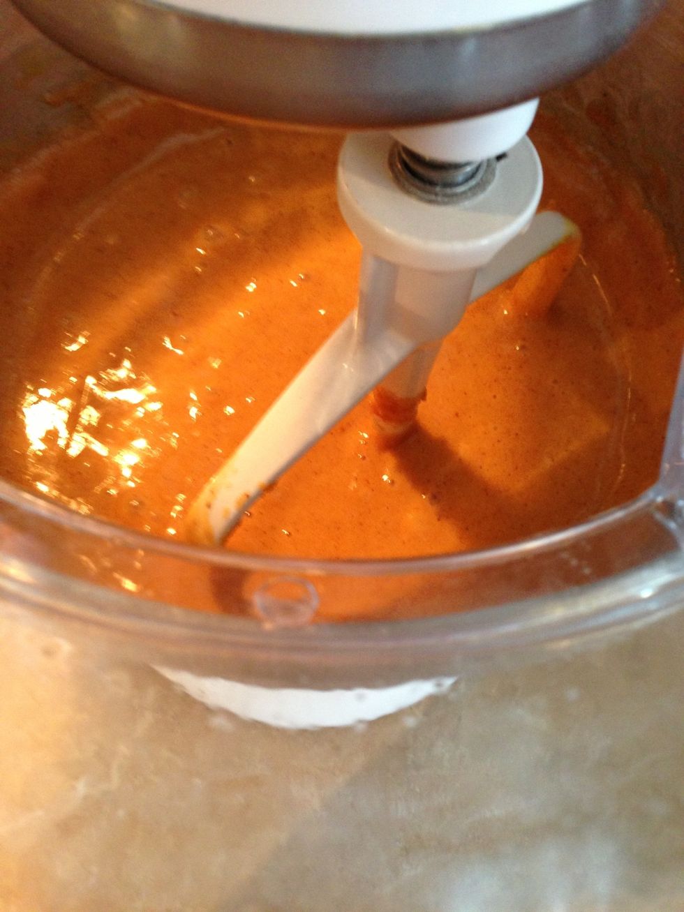 Mix in the eggs well in to your batter.