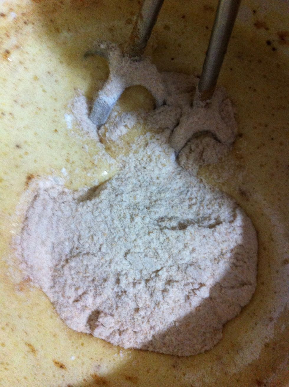Mix in the flour mixture to the batter