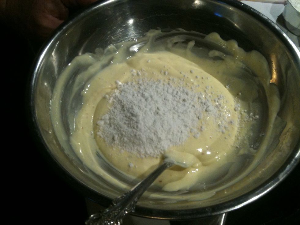 Mix in the flour.