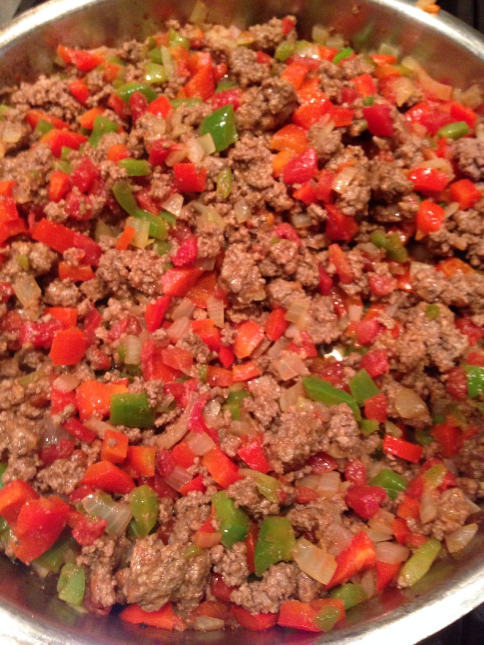 Mix in the meat: season with s&p, garlic powder etc (optional- not necessary!)