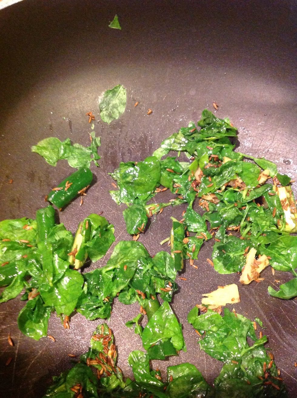 Mix in the Methi leaves and saut\u00e9 for a few minutes.