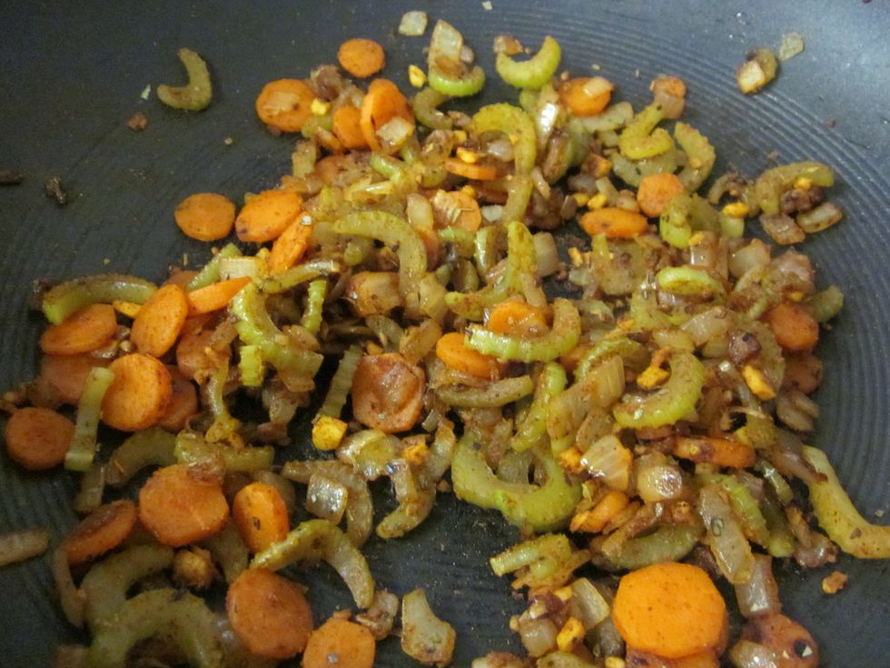 Mix in the seasonings for about a minute.