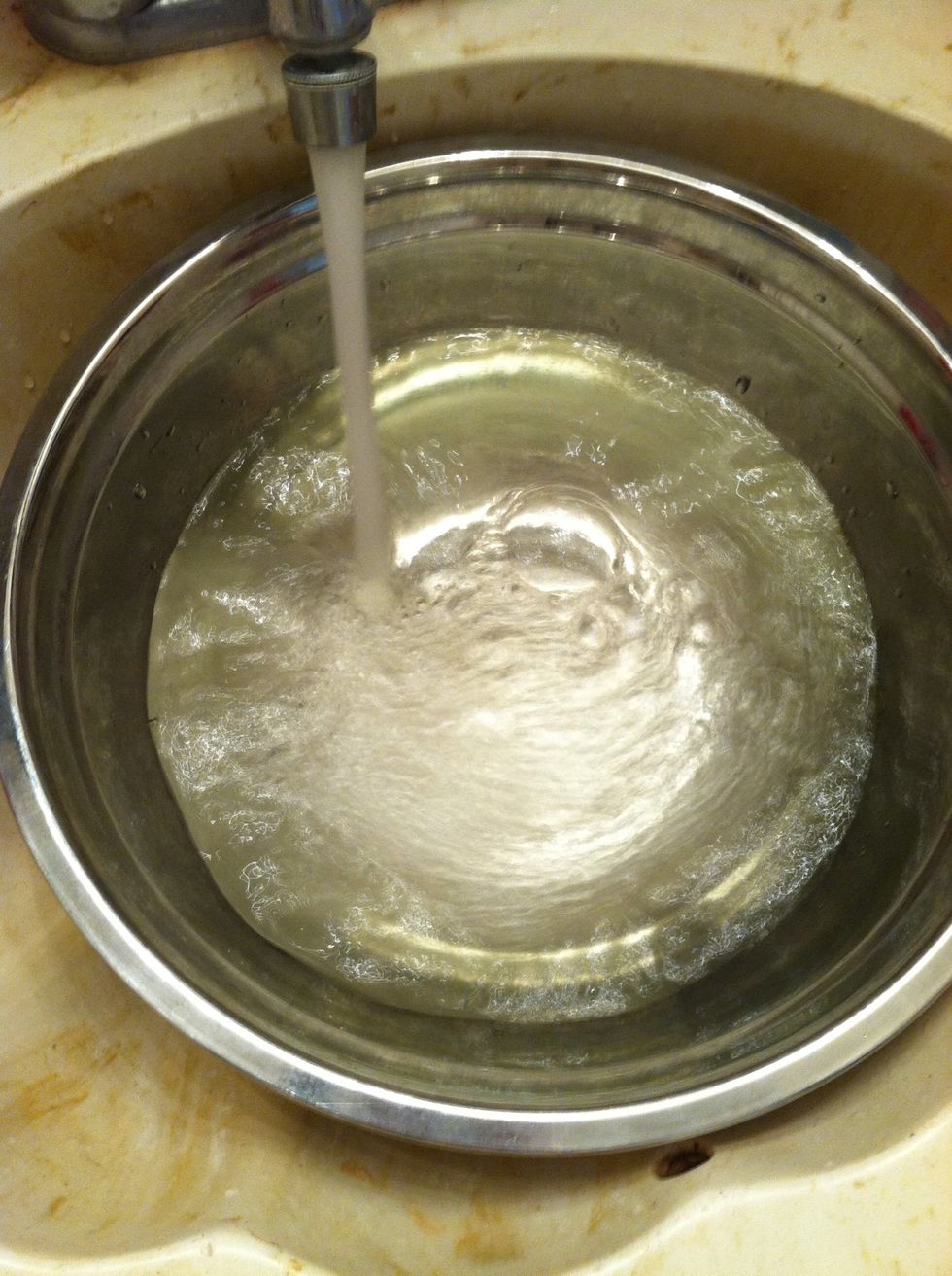 Mix in water and bleach 2:1 ratio (2parts water, 1part bleach)
