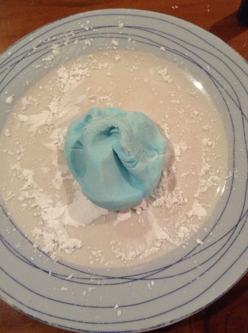 Mix in well until you get a solid blue