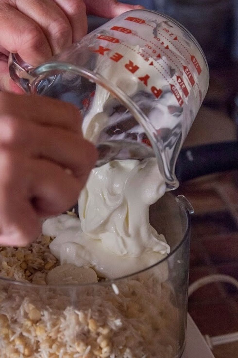 Mix in with 1/2 cup of yogurt...and then mix in the spices from the bowl.