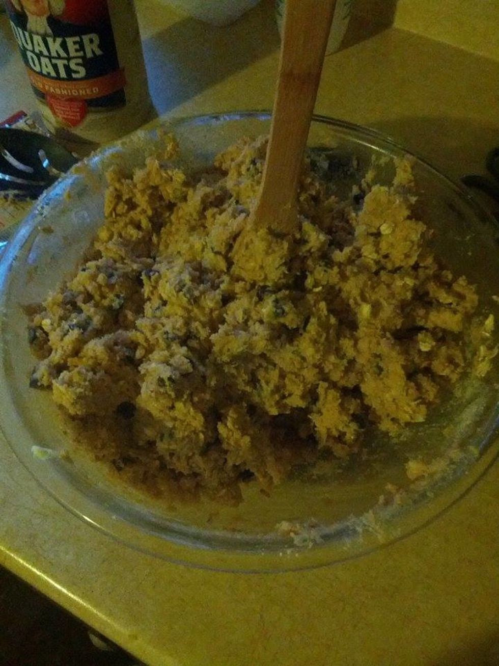 Mix ingredients together until a soft dough forms.