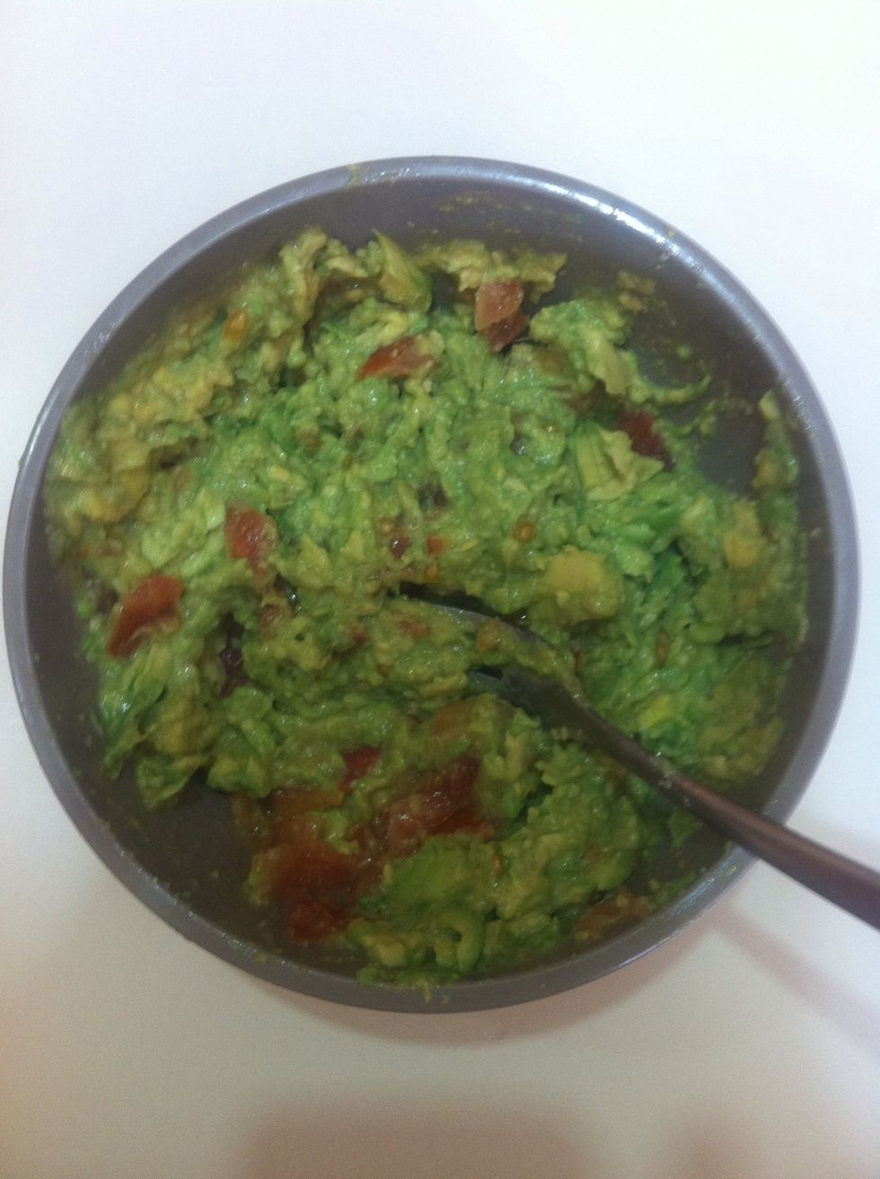 mix ingredients with a fork in the bowl.