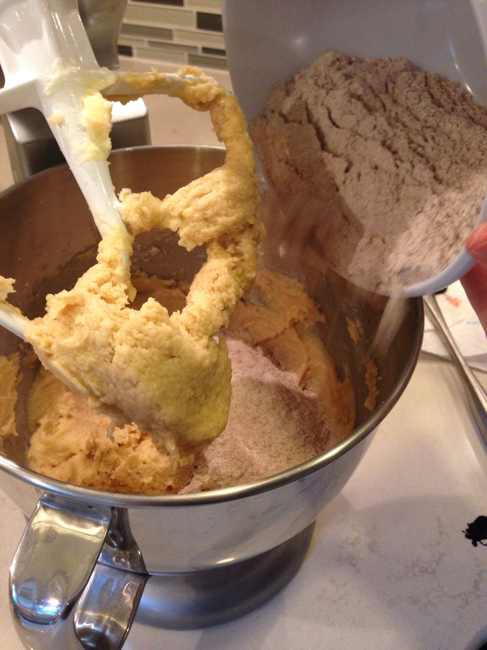 mix into the creamed mixture