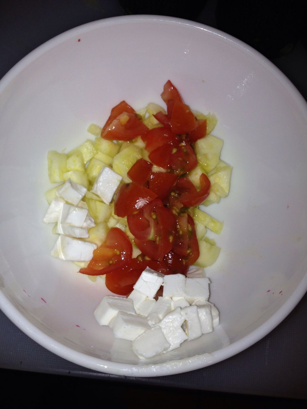 Mix it all in a bowl with a bit of salt