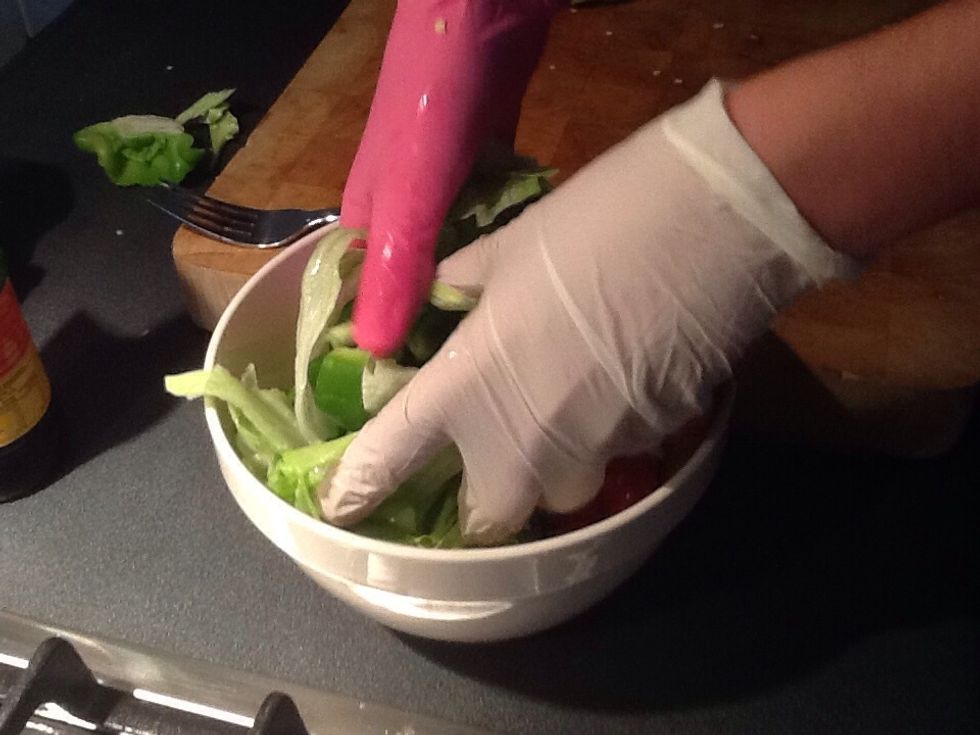 Mix it all up so that you get all of the ingredients everywhere.