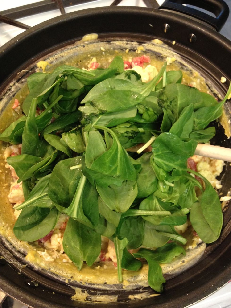 Mix it all up, then throw in some fresh spinach.