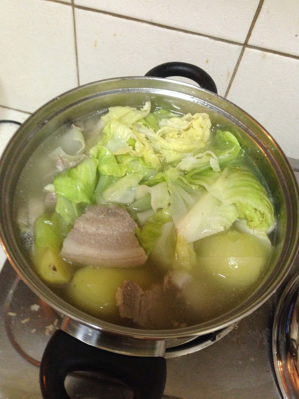 Mix it all up when the cabbage turns soft