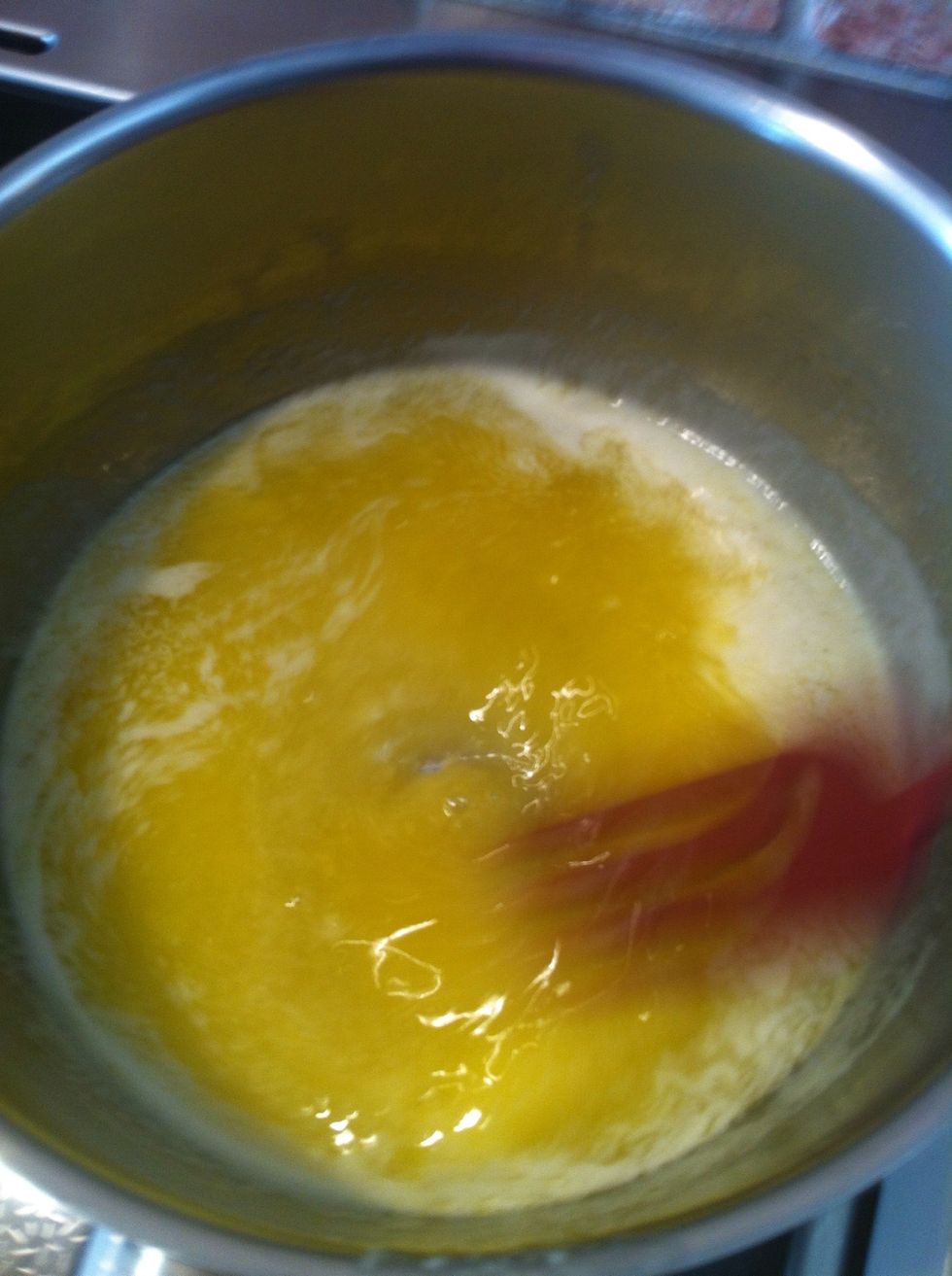 Mix it around with a fork or spoon so the sugar gets kinda "wet" and mixed in to the butter