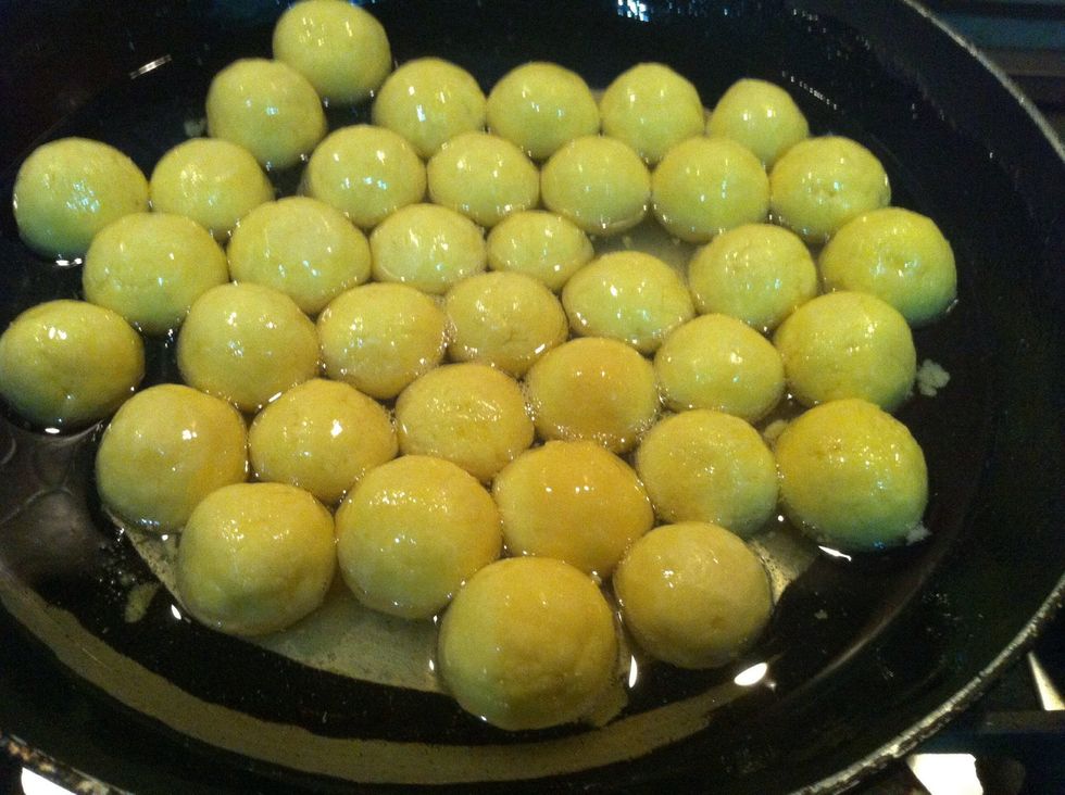 mix it continuously with slight shaking of pan...