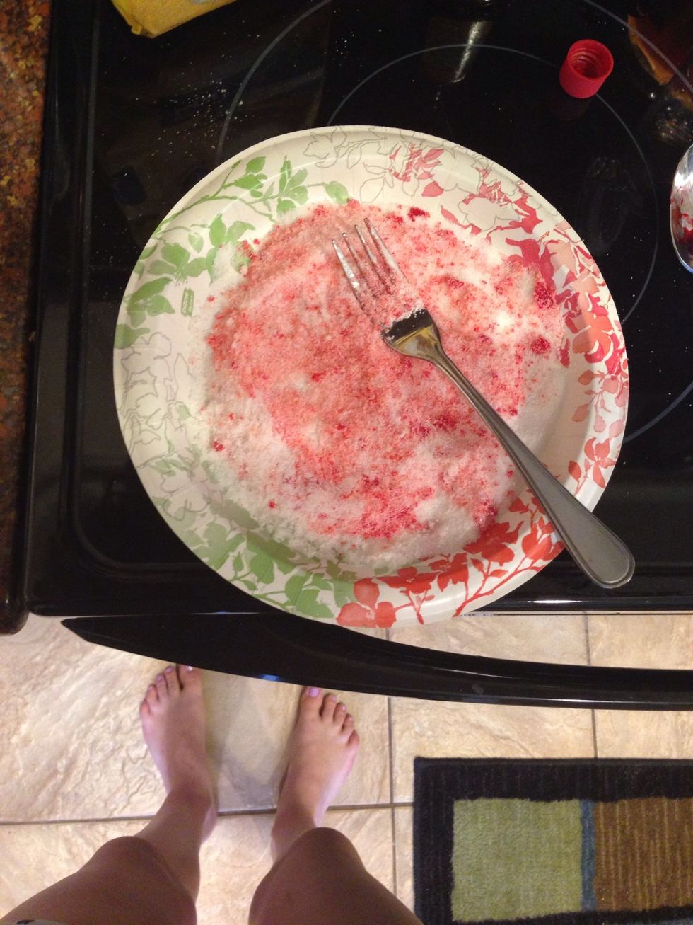 Mix it in so you get a pretty pinkish red color.