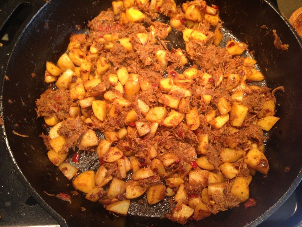 Mix it in there, then turn up the heat.