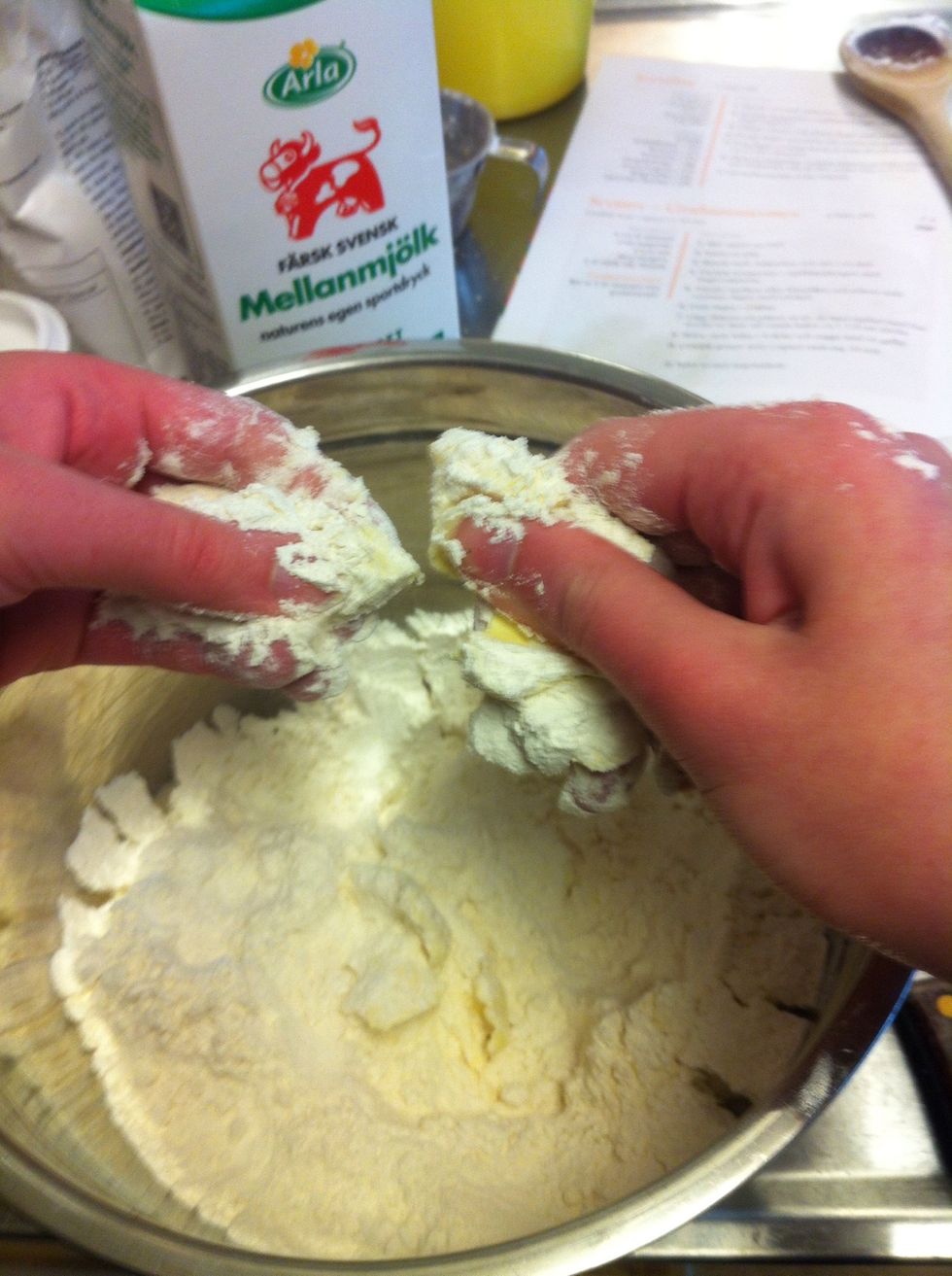 mix it nicely in the flour mixture with Clean fingers