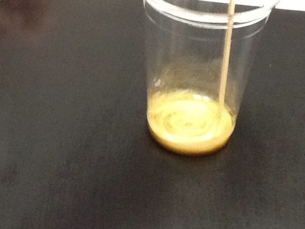 Mix it together to get a chemical reaction. At the same time the sides of the cup should get hotter but do not touch the foam till it is cold. This is also an exothermic reaction.