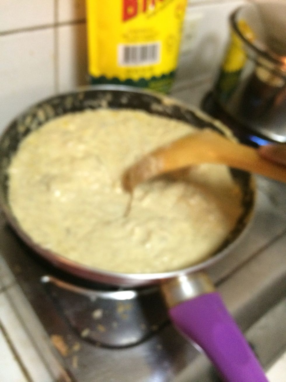 mix it until the cheese melts to the sauce