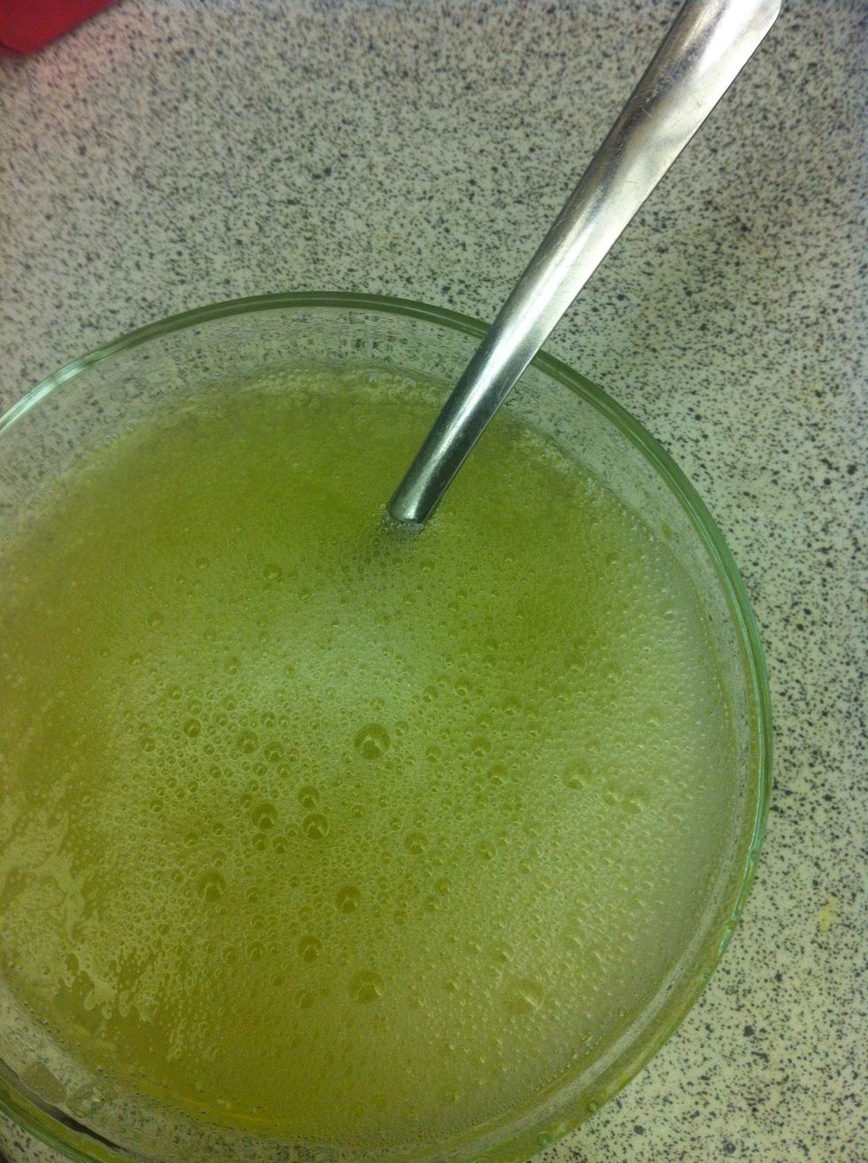 Mix it until u r gonna see bubbles