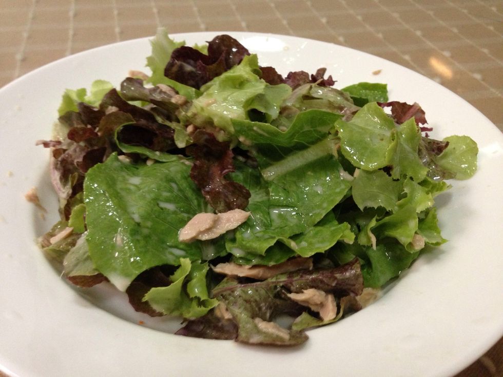 Mix it well. Then you can have your Tuna Salad.