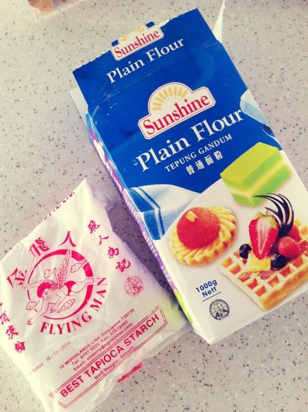 Mix & knead plain and tapioca flour into a dough.