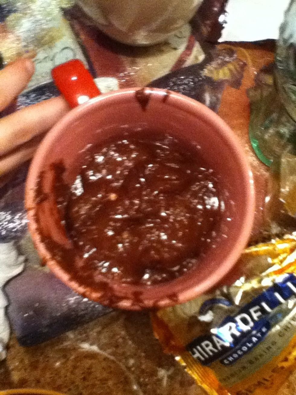 Mix marshmallows until covered