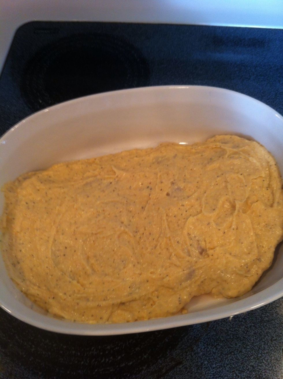 Mix mayo, cheese & seasonings. Spread mixture over chicken breasts and place in baking dish. Bake at 375 for 45 minutes. Enjoy!! :)