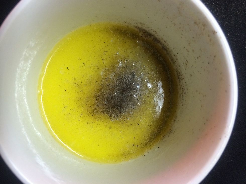 Mix melted butter with salt and pepper