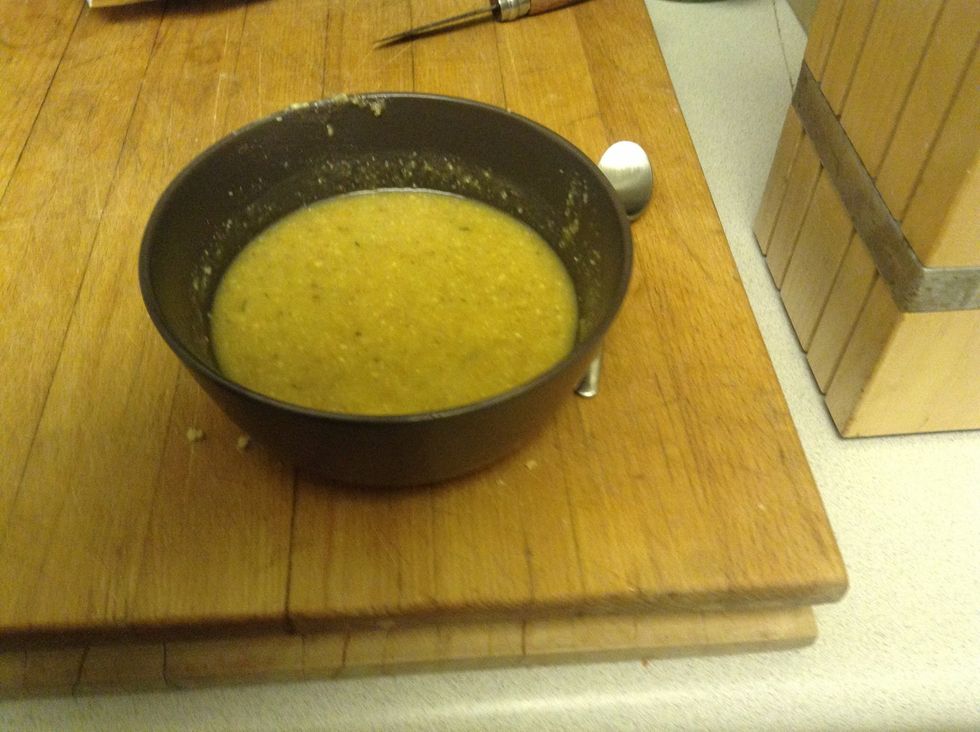 Mix melted butter with walnuts