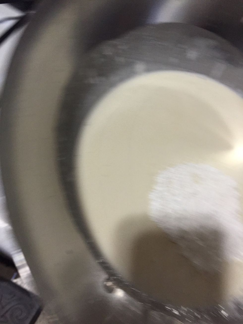 Mix milk, egg, powdered sugar, 2 tbs lemon juice, and 1 tbs vanilla extract.