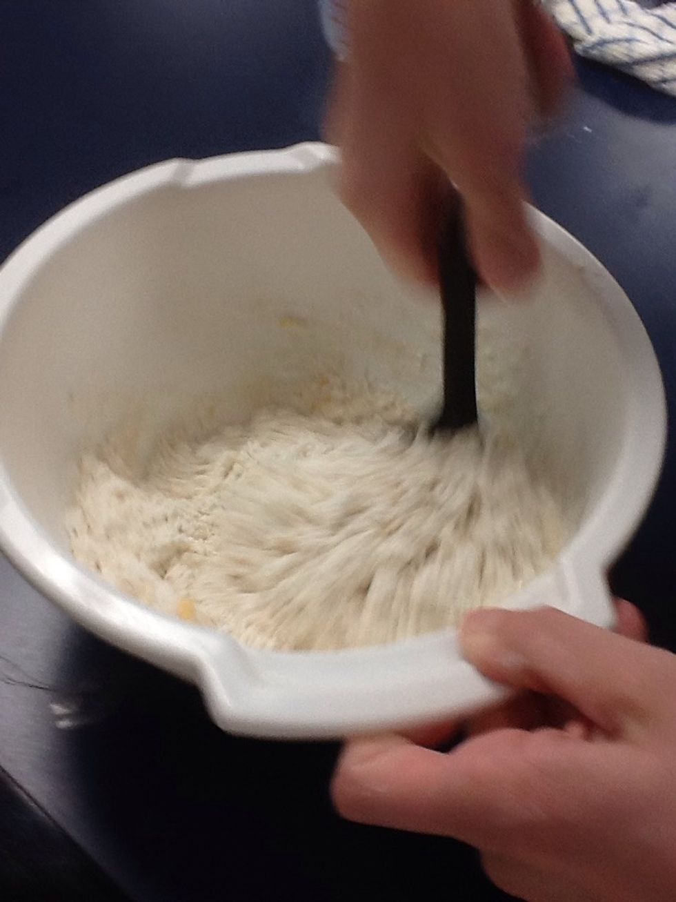 Mix milk into flour mixture