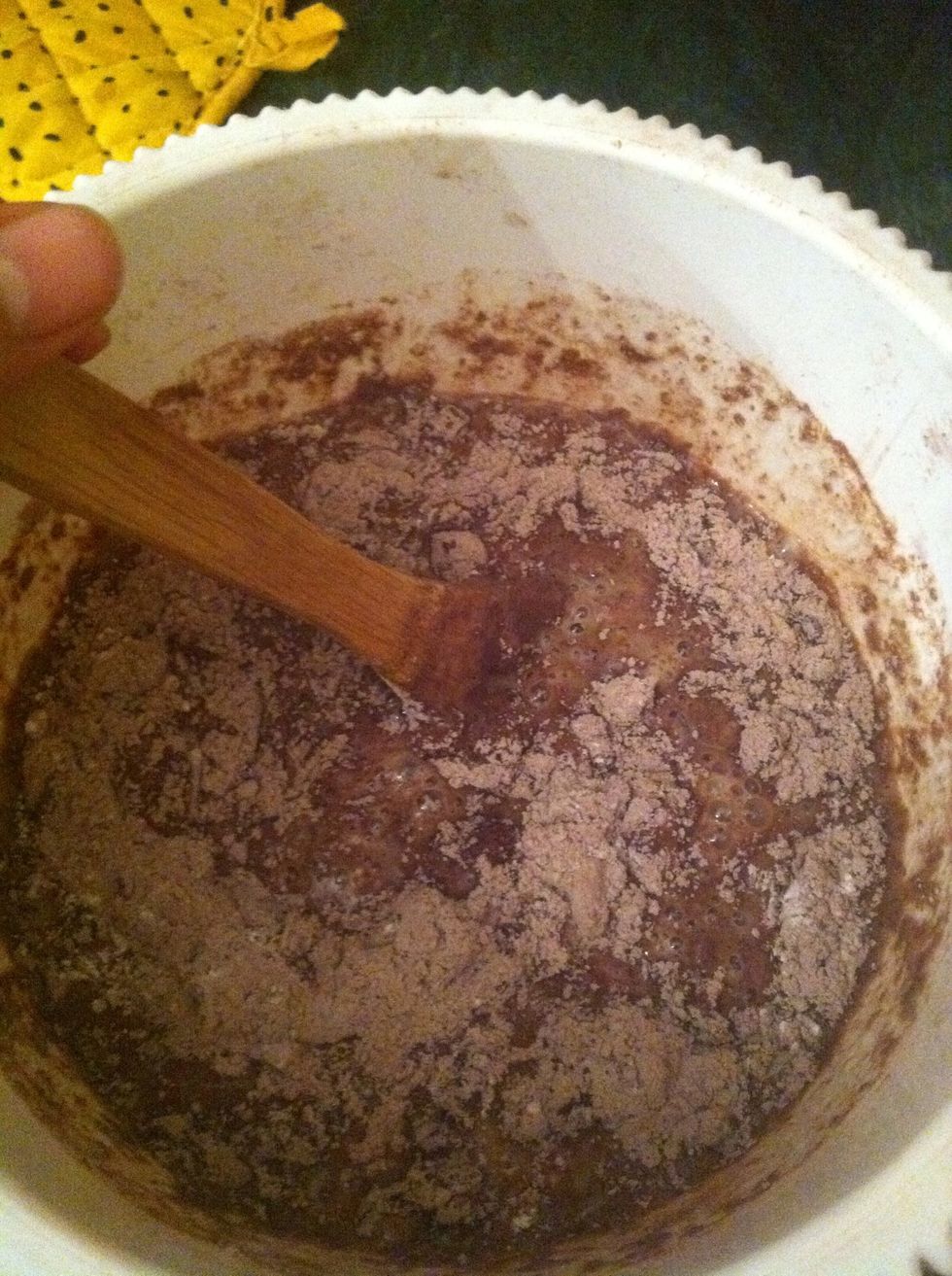 Mix mix mix with wooden spoon