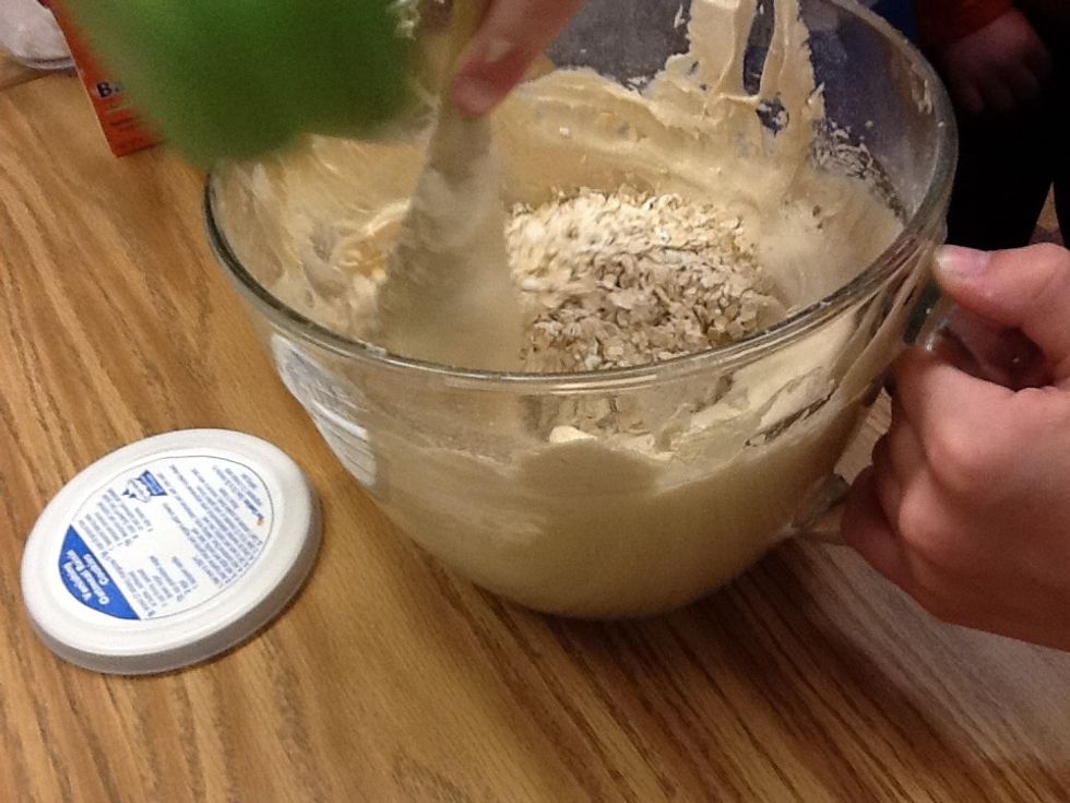 Mix oats with the rest of the of the ingredients.