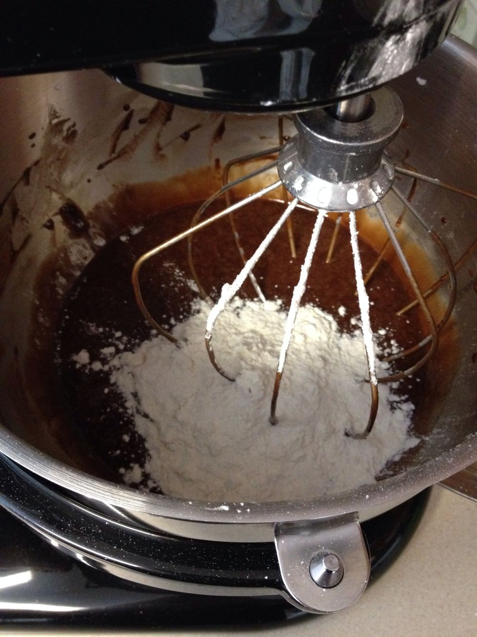 Mix on low until combined, don't forget to scrape the sides of the bowl