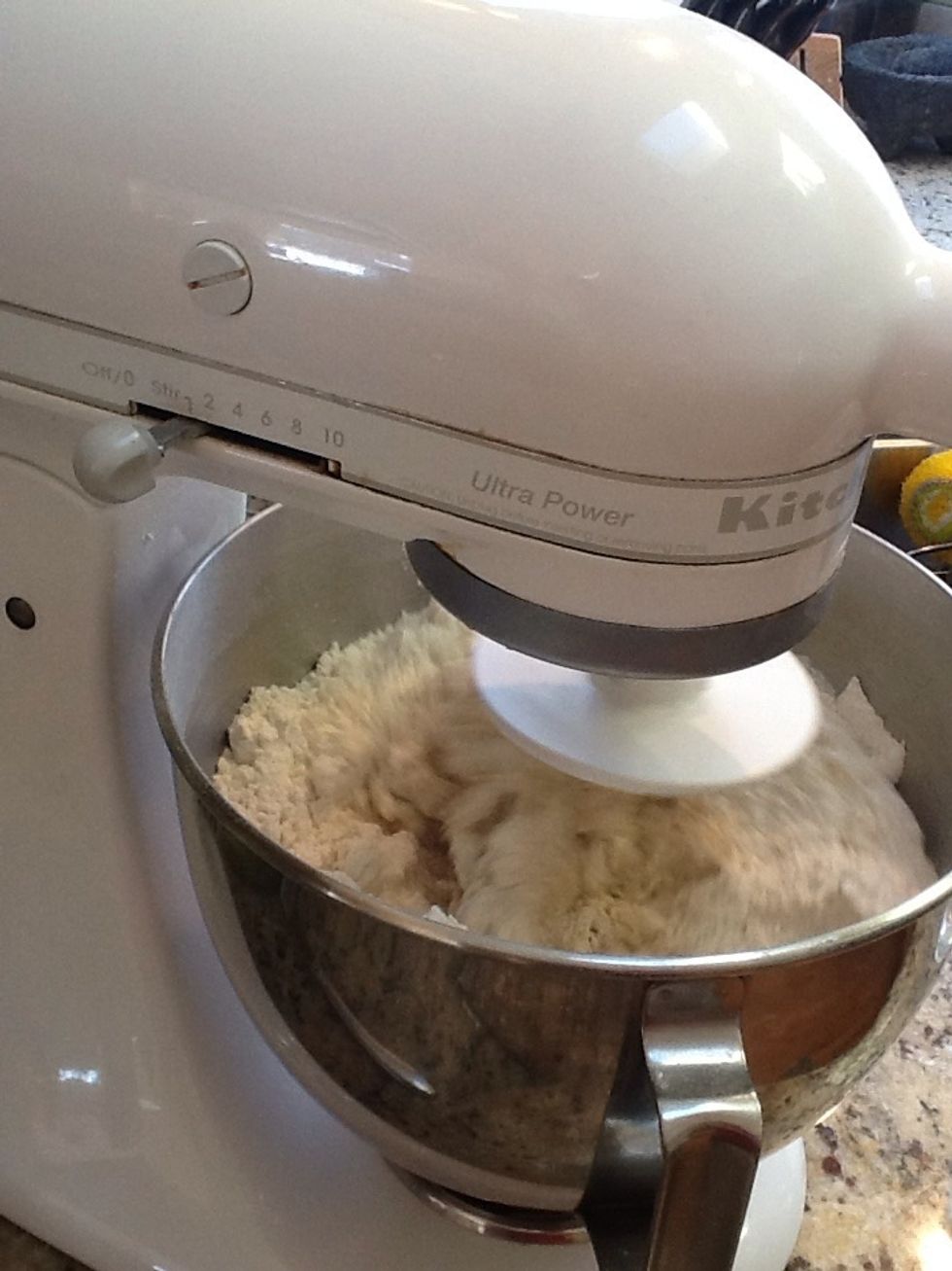 Mix on speed 1 for 3 minutes then on speed 2 for 1 or 2 minutes