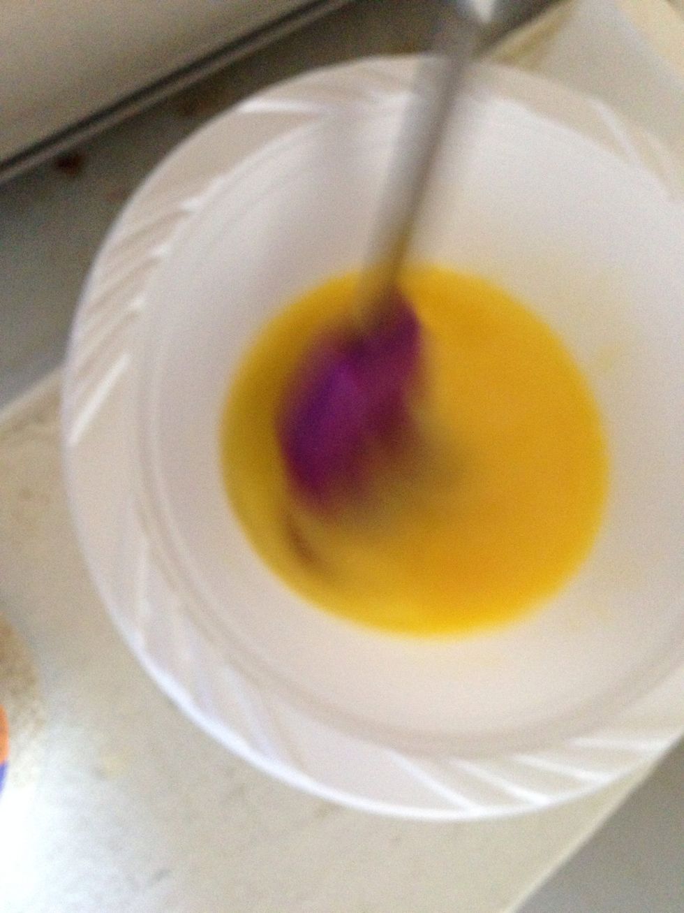 Mix one egg I use the smallest i have
